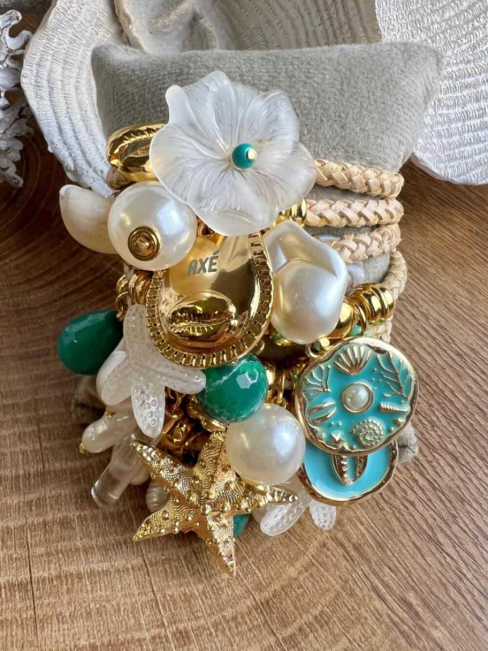Coastal Charm Wrap Bracelet Set Starfish Pearl Beach Jewelry